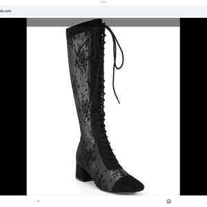 Steve Madden Sheer Lace up Velvet Mesh Naughtily-d Heeled Tall Boots Women 7.5